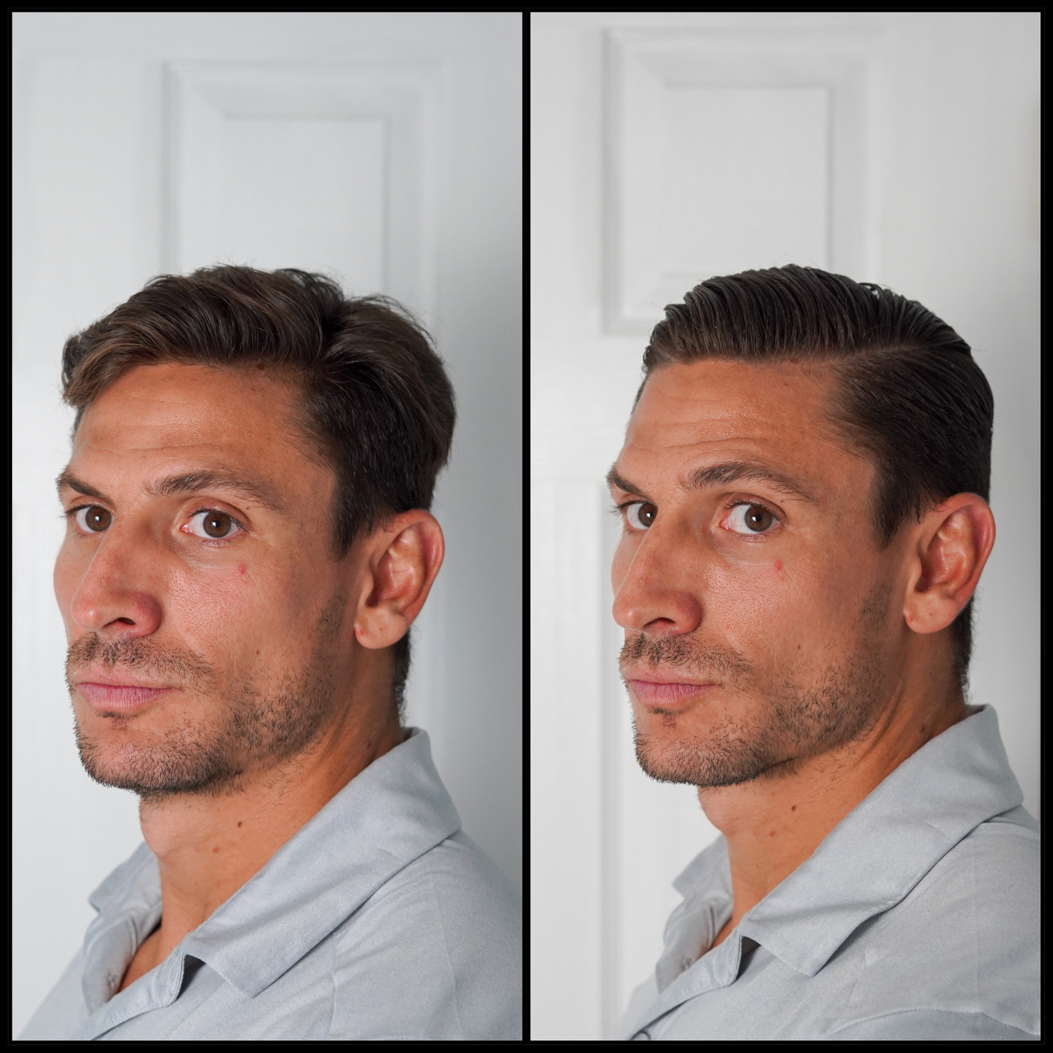 Hair clay before and after