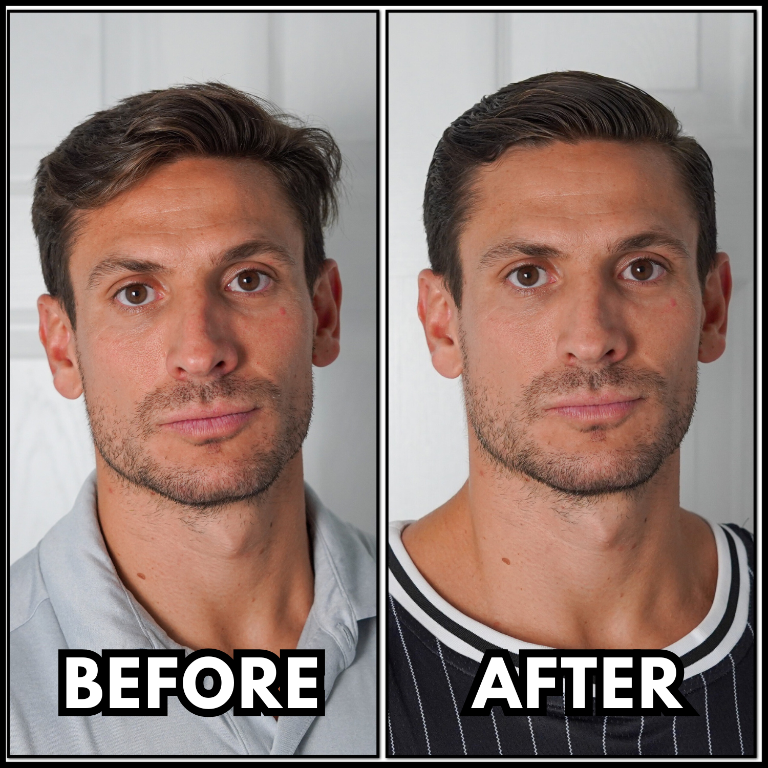 Hair clay before and after